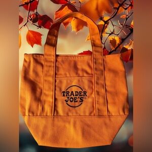 Trader Joe’s Halloween Themed Mini Canvas Tote Bag in Orange (Ltd. Edition) NWT